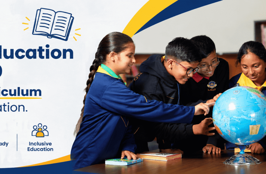students exploring a glob while highlighting the impact of NEP 2020 on the ICSE curriculum and school education.